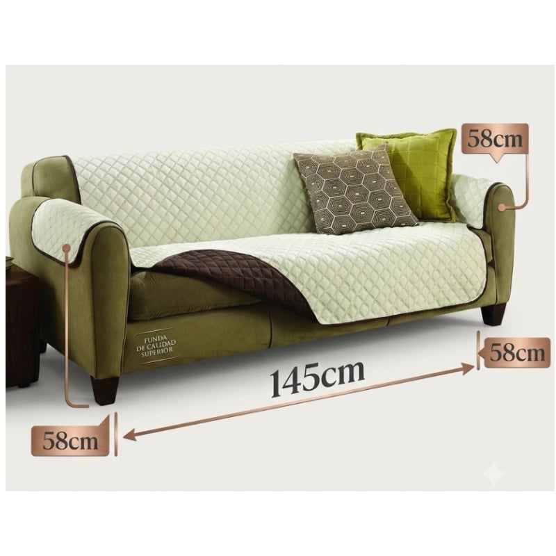 COBERTOR PROTECTOR DE SOFÁ ASIENTO REVERSIBLE DE 3 CUERPOS PARA MASCOTAS NIÑOS - 2