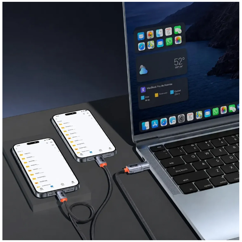 CABLE PREMIUM 4 EN 1 USB Y USB C A 2 USB TIPO C CARGA RÁPIDA 100W - 3