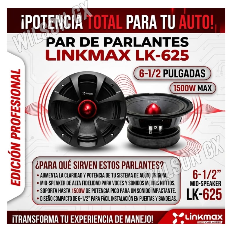 PARLANTES PARA AUTO DE 1200W 6 -1/2' PARLANTE WOOFER AUDIO CARRO 1200 W - 3