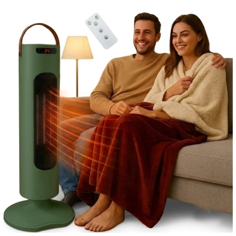 CALEFACTOR ELÉCTRICO GRANDE CALENTADOR DE AIRE ESTUFA PORTATIL 55CM 2000W - 1