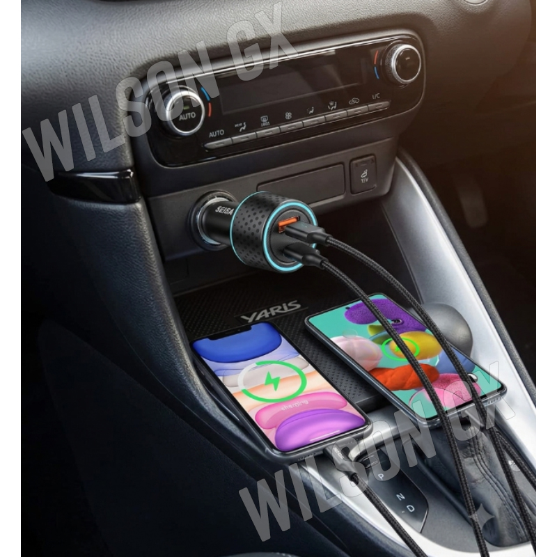 CARGADOR PARA AUTO 2 PUERTO USB Y TIPO C CARRO 48W - 2