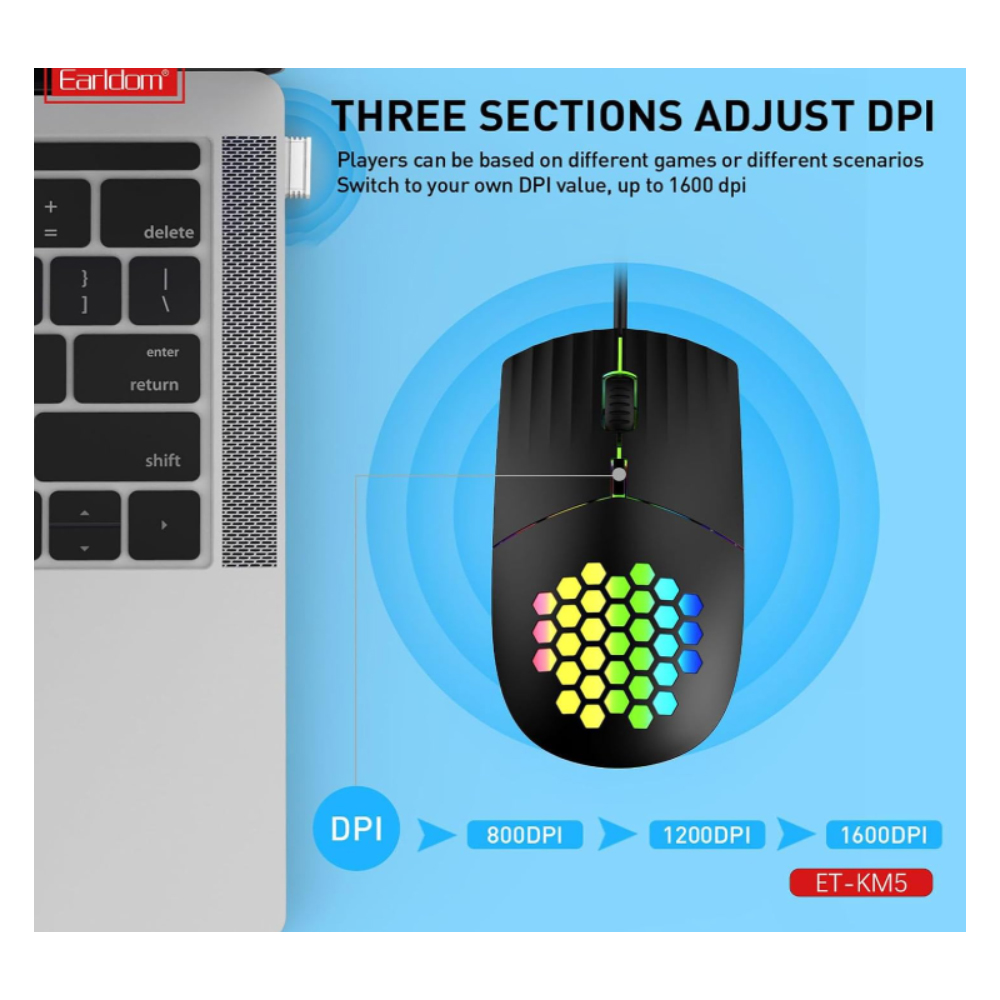 MOUSE GAMER INALÁMBRICO BLUETOOTH RECARGABLE LED RGB DPI 3200 - 3