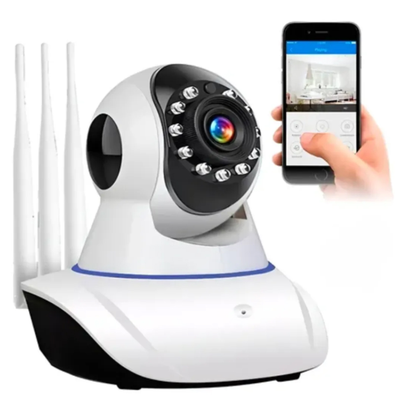 CÁMARA IP HD 3 ANTENAS WIFI 360 SENSOR MOVIMIENTO MICROFONO - 1
