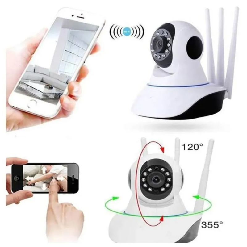 CÁMARA IP HD 3 ANTENAS WIFI 360 SENSOR MOVIMIENTO MICROFONO - 3