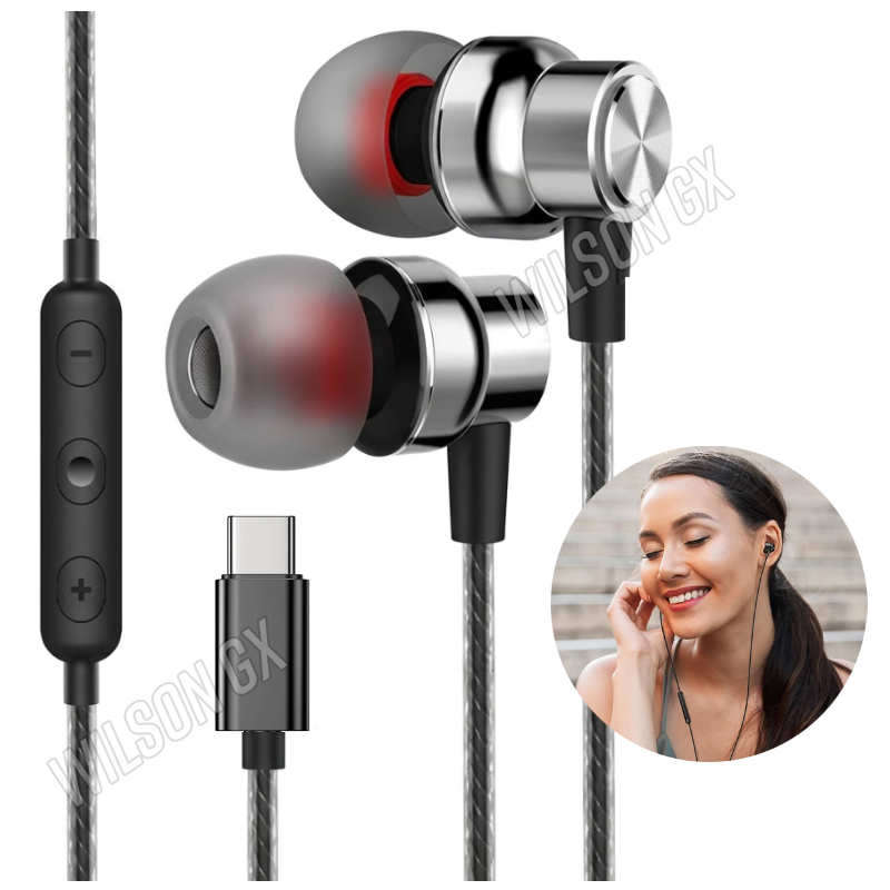 AUDÍFONO CON MICROFONO Y CONTROL VOLUMEN USB-C TIPO C 1.2M - 1