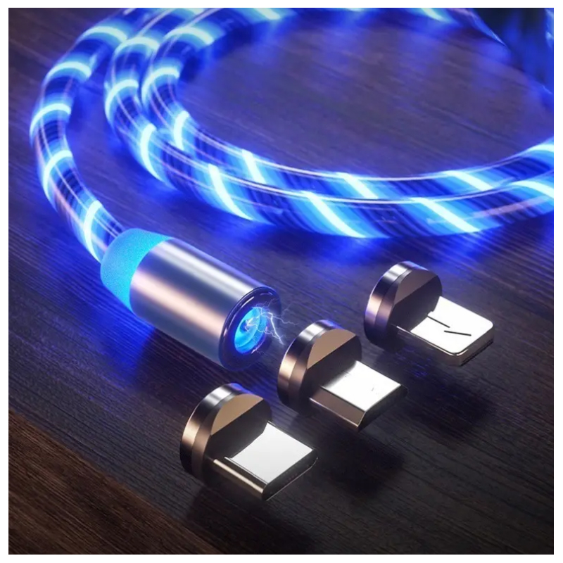 CABLE IMANTADO MAGNÉTICO 3 EN 1 MICRO USB, TIPO C IPHONE CON LUZ LED - 3