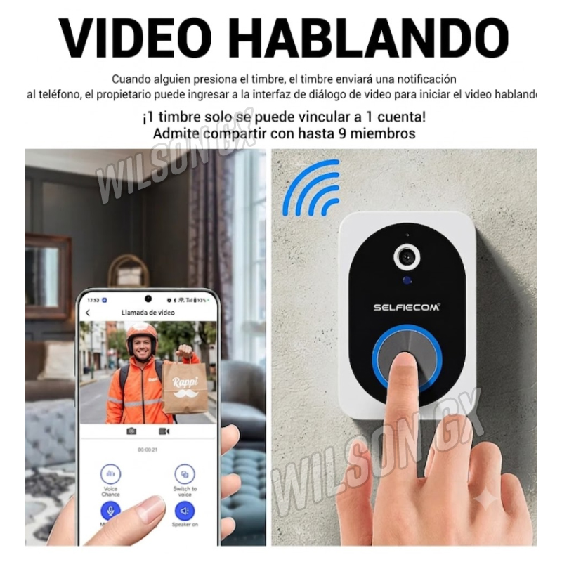 TIMBRE INTELIGENTE INALÁMBRICO CON CÁMARA DOBLE AUDIO VISIÓN NOCTURNA - 5
