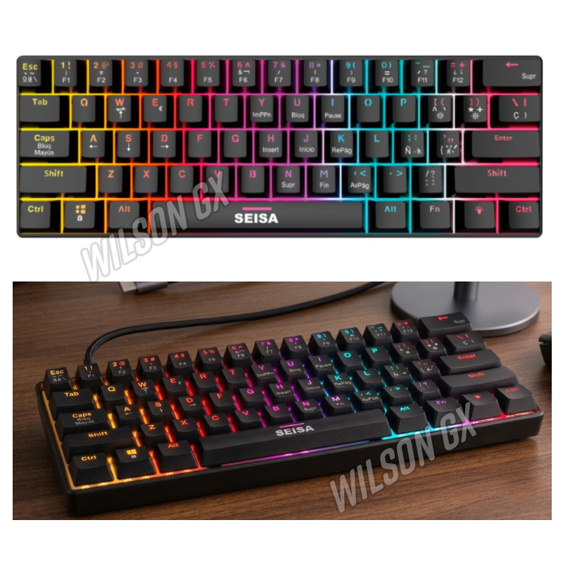 MINI TECLADO MECÁNICO CON LUZ RGB RETROILUMINADO CABLE USB-C - 1