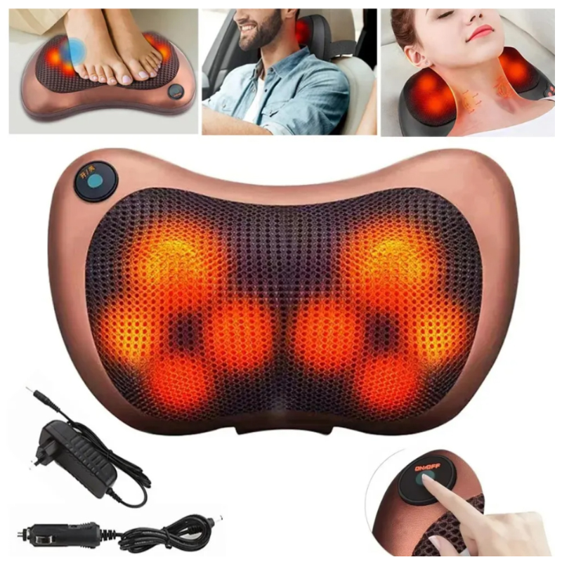 ALMOHADA MASAJEADOR CUELLO CERVICAL CORPORAL SHIATSU PARA HOGAR O AUTO - 1