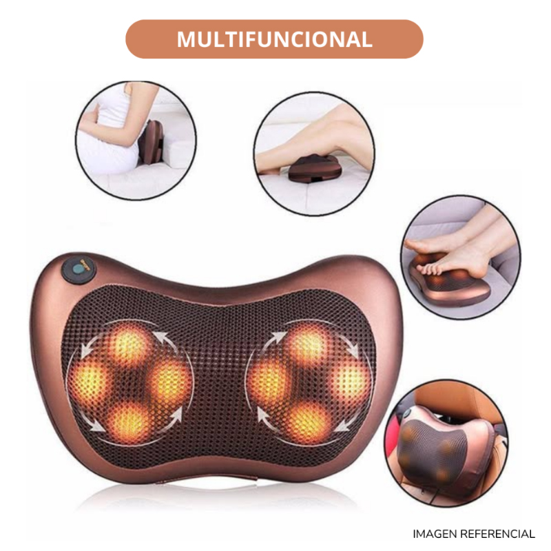 ALMOHADA MASAJEADOR CUELLO CERVICAL CORPORAL SHIATSU PARA HOGAR O AUTO - 2