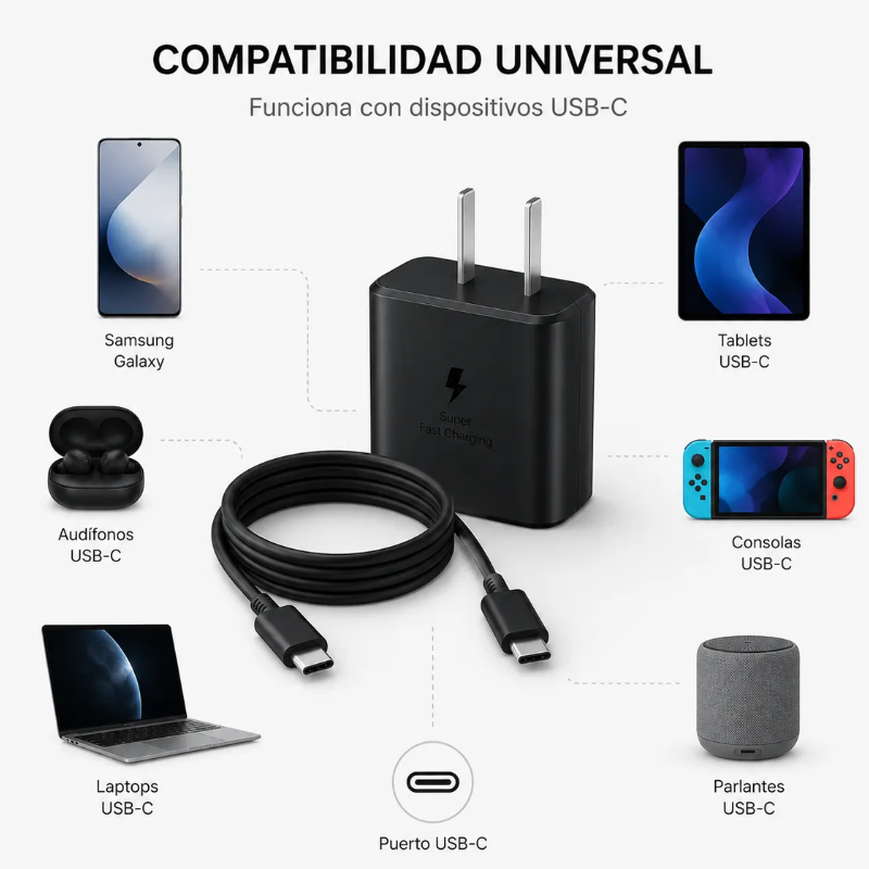 CARGADOR RÁPIDO USB-C 45W ADAPTADOR DE CARGA PARA CELULARES Y DISPOSITIVOS USB-C - 2
