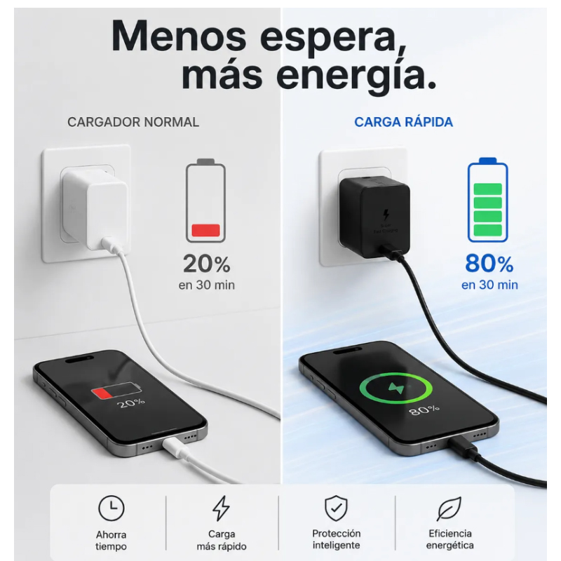 CARGADOR RÁPIDO USB-C 45W ADAPTADOR DE CARGA PARA CELULARES Y DISPOSITIVOS USB-C - 4