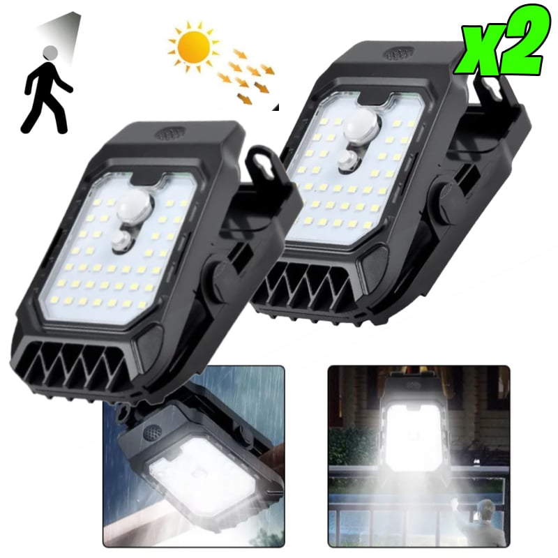 KIT 2 FOCO SOLAR CLIP LÁMPARA GANCHO PORTATIL LED LUZ SENSOR MOVIMIENTO - 1