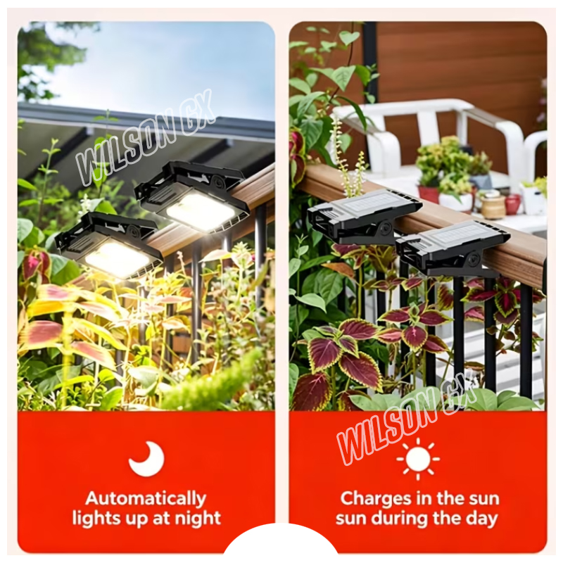 KIT 2 FOCO SOLAR CLIP LÁMPARA GANCHO PORTATIL LED LUZ SENSOR MOVIMIENTO - 4