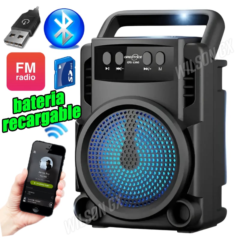 RADIO PORTATIL FM PARLANTE BLUETOOTH RECARGABLE USB - 1