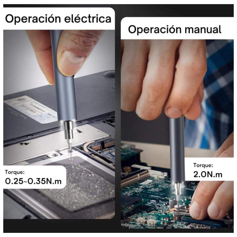 DESTORNILLADOR ELÉCTRICO PROFESIONAL CON MAGNETIZADOR Y LUZ LED SET 21 PZ USB - 2