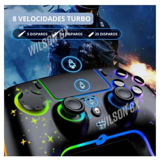 MANDO PARA PLAY 4 JOYSTICK INALAMBRICO CONTROL PS4 CON LUZ LED VIBRACION COMPATIBLE DUAL SHOCK - 5