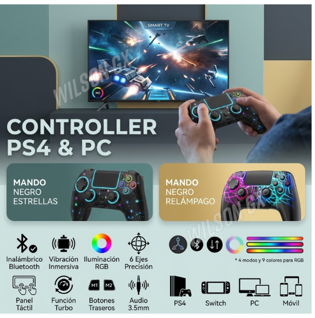 MANDOS COMPATIBLE PARA PLAY 4 COMBO X2 JOYSTICK INALAMBRICO COMPATIBLE CONTROL PS4 DUALSHOCK - 2
