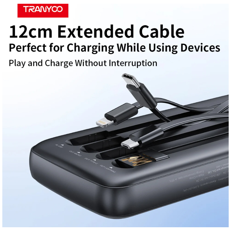 POWER BANK 4 EN 1 V8 TIPO C LIGHTNING USB COMPATIBLE CARGA RÁPIDA - 4