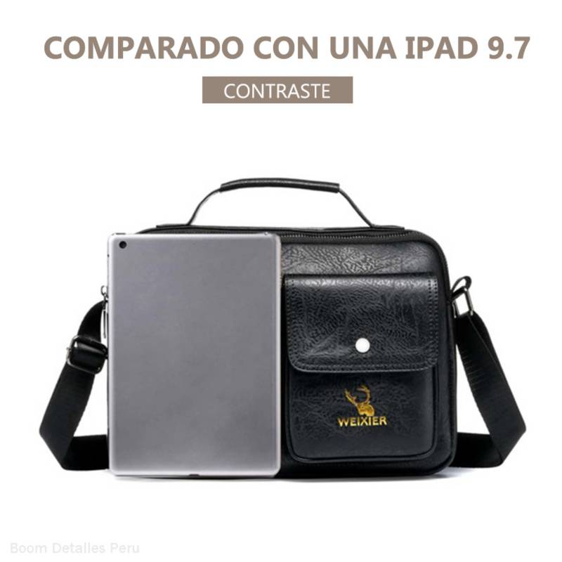 MORRAL HOMBRE CUERO PU NEGRO WEIXIER BANDOLERA IMPERMEABLE CASUAL - 4