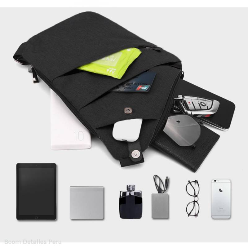 MOCHILA 9018 NEGRO ANTIRROBO HOMBRE PECHERA OCULTA DELGADA MORRAL TÁCTICO - 3