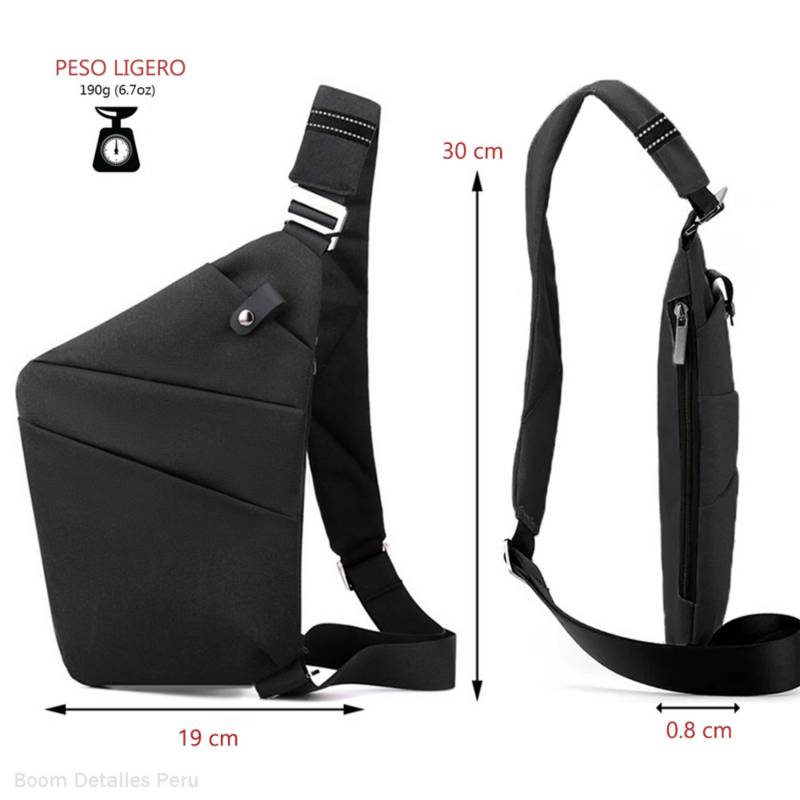 MOCHILA 9018 NEGRO ANTIRROBO HOMBRE PECHERA OCULTA DELGADA MORRAL TÁCTICO - 5