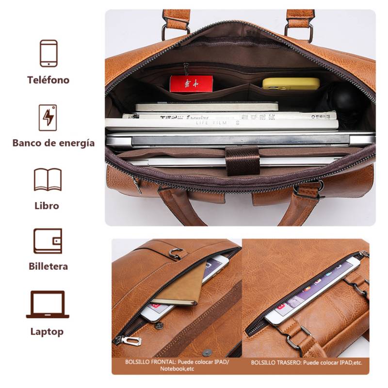 MALETINES EJECUTIVOS HOMBRE PORTAFOLIO WEIXIER DE CUERO PU PARA TRABAJO - 5