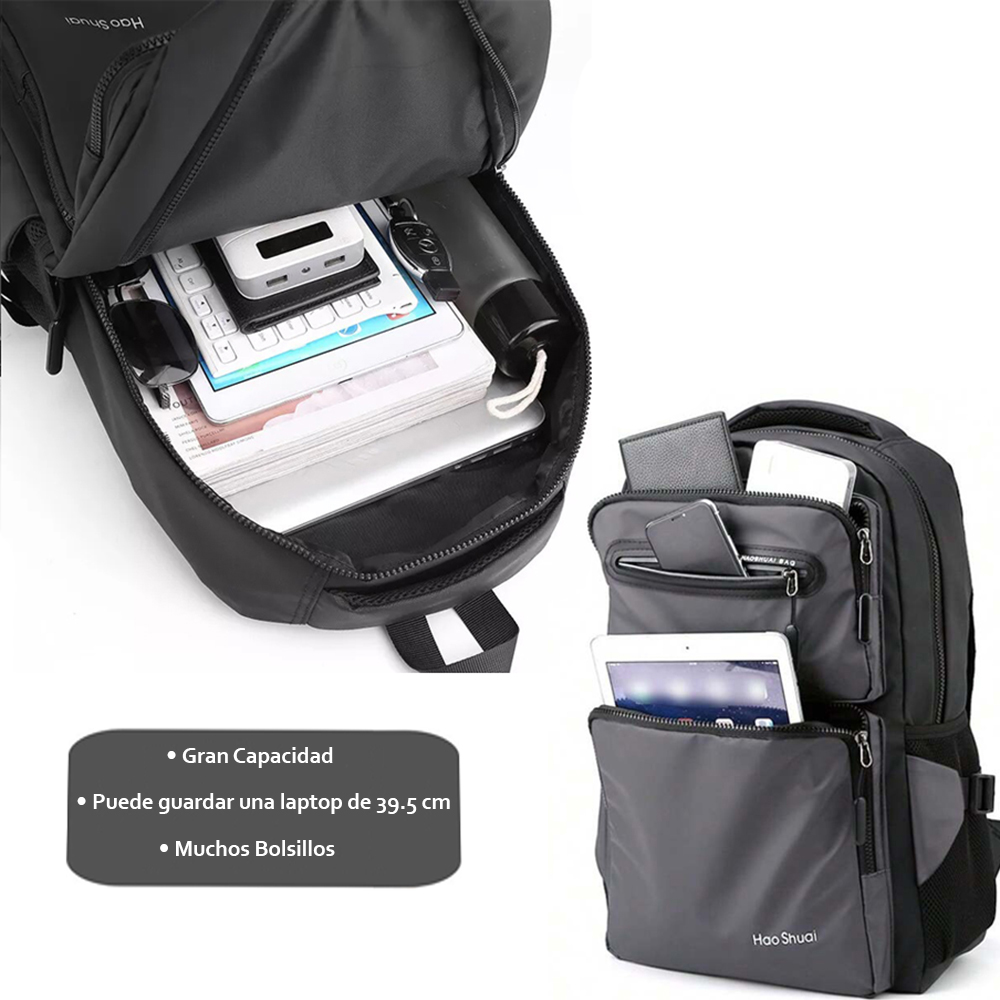MOCHILA PARA LAPTOP HOMBRE MOCHILA IMPERMEABLE JUVENIL CASUAL MODA - 3