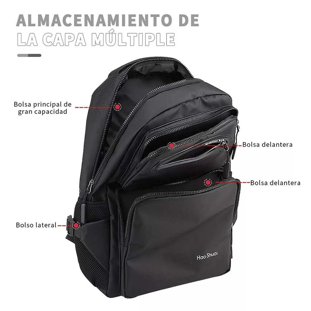 MOCHILA PARA LAPTOP HOMBRE MOCHILA IMPERMEABLE JUVENIL CASUAL MODA - 3