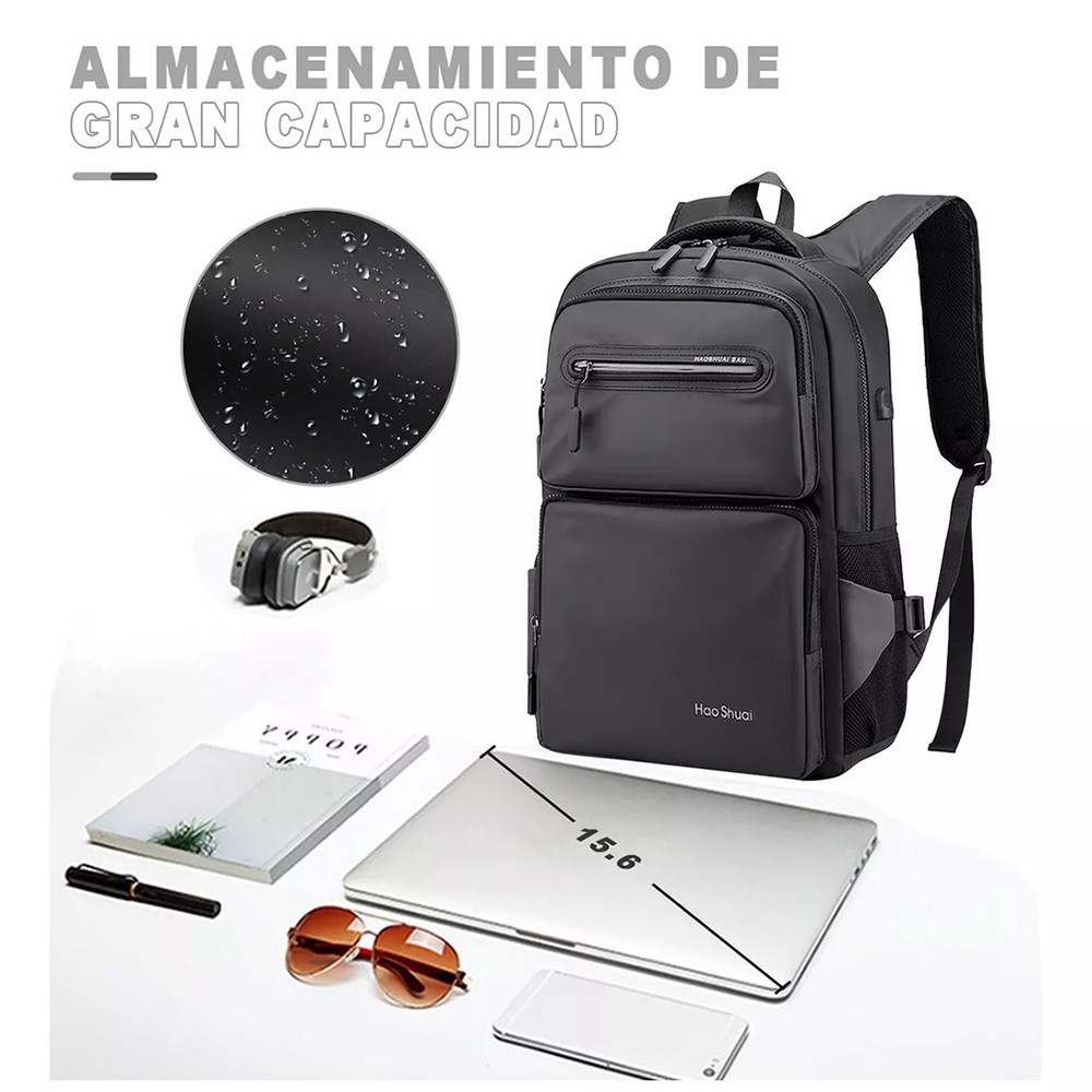 MOCHILA PARA LAPTOP HOMBRE MOCHILA IMPERMEABLE JUVENIL CASUAL MODA - 4