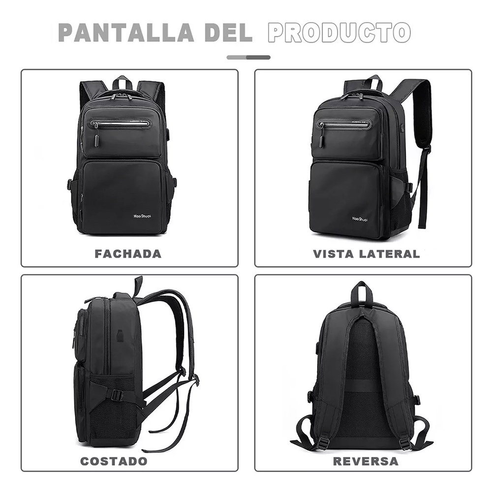 MOCHILA PARA LAPTOP HOMBRE MOCHILA IMPERMEABLE JUVENIL CASUAL MODA - 4
