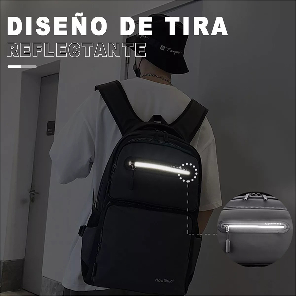 MOCHILA PARA LAPTOP HOMBRE MOCHILA IMPERMEABLE JUVENIL CASUAL MODA - 6