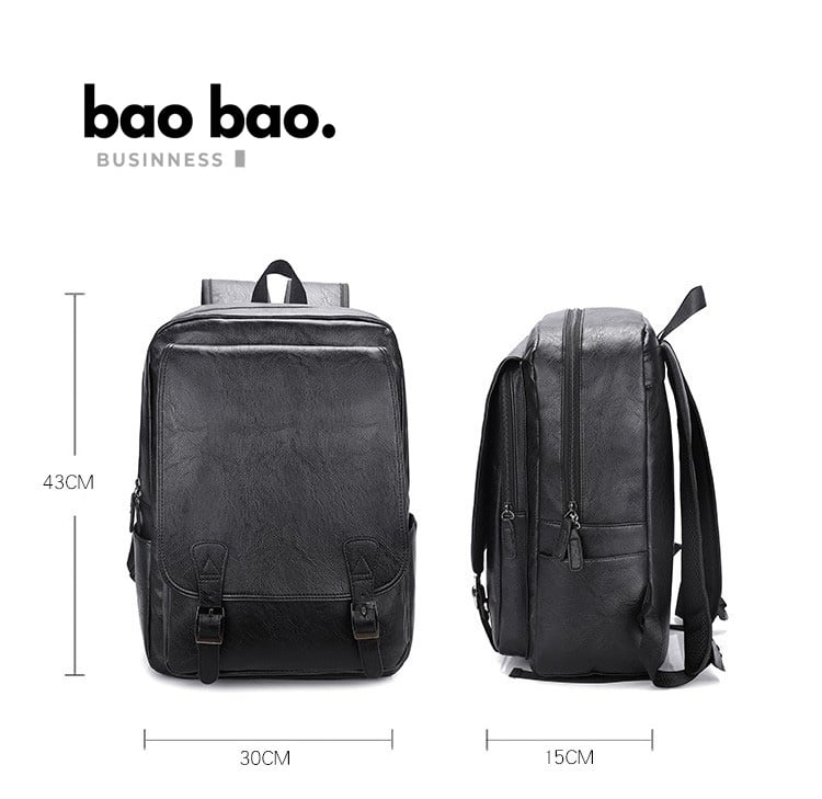 MOCHILA PARA HOMBRE DE CUERO PU PORTALAPTOP NEGRO - 2