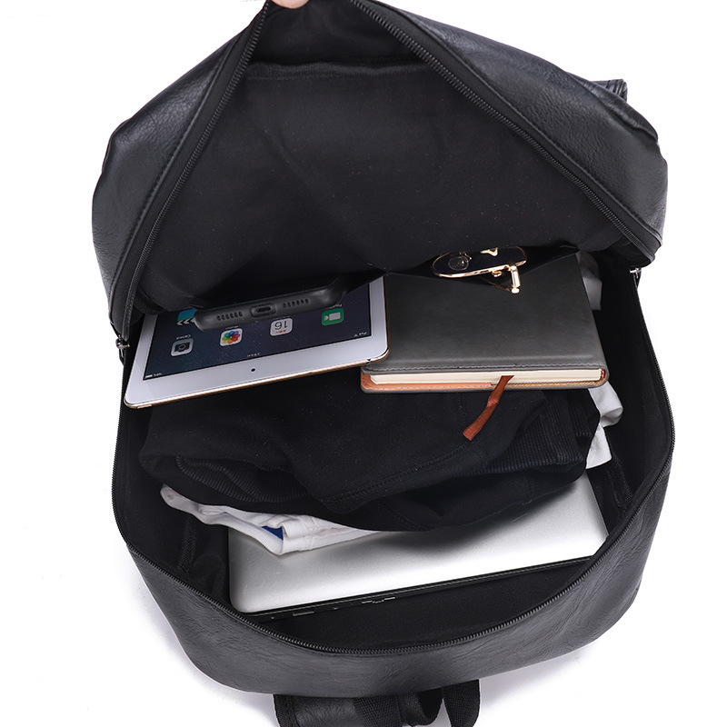 MOCHILA PARA HOMBRE DE CUERO PU PORTALAPTOP NEGRO - 3