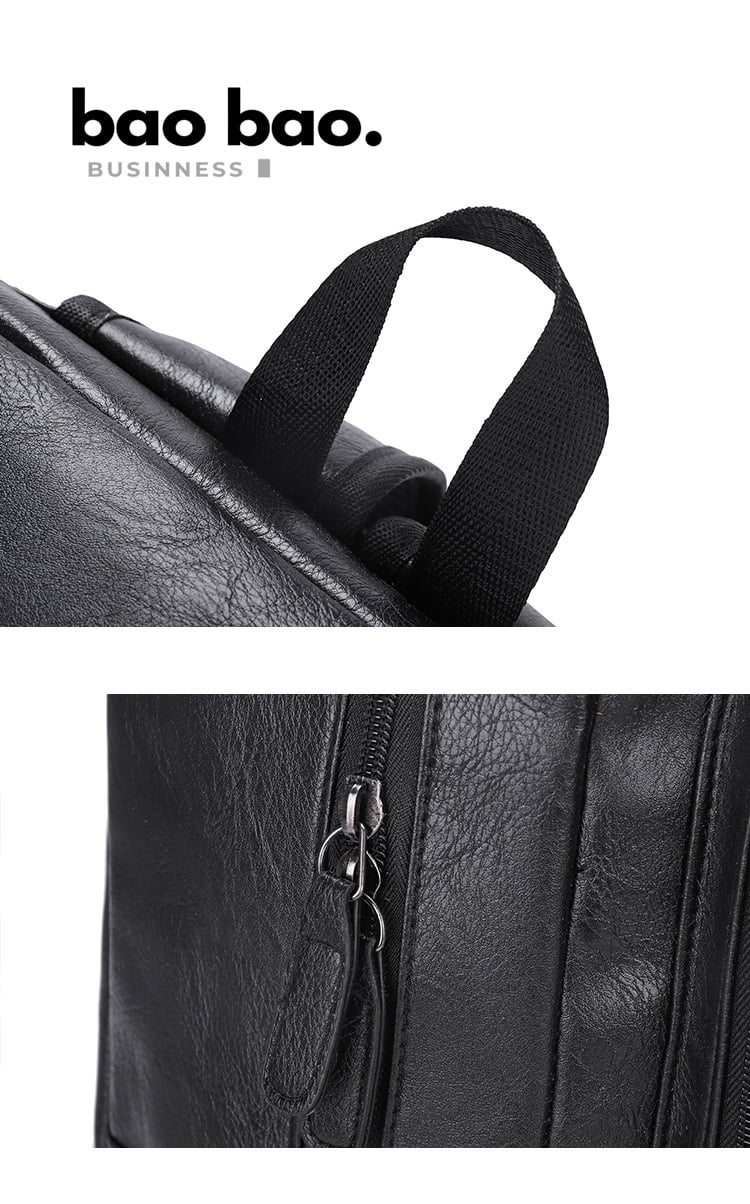 MOCHILA PARA HOMBRE DE CUERO PU PORTALAPTOP NEGRO - 4