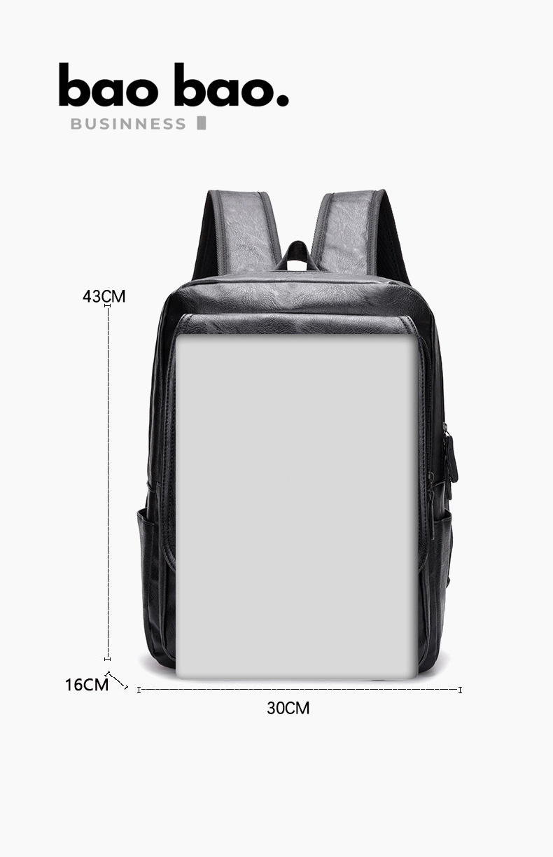 MOCHILA PARA HOMBRE DE CUERO PU PORTALAPTOP NEGRO - 7