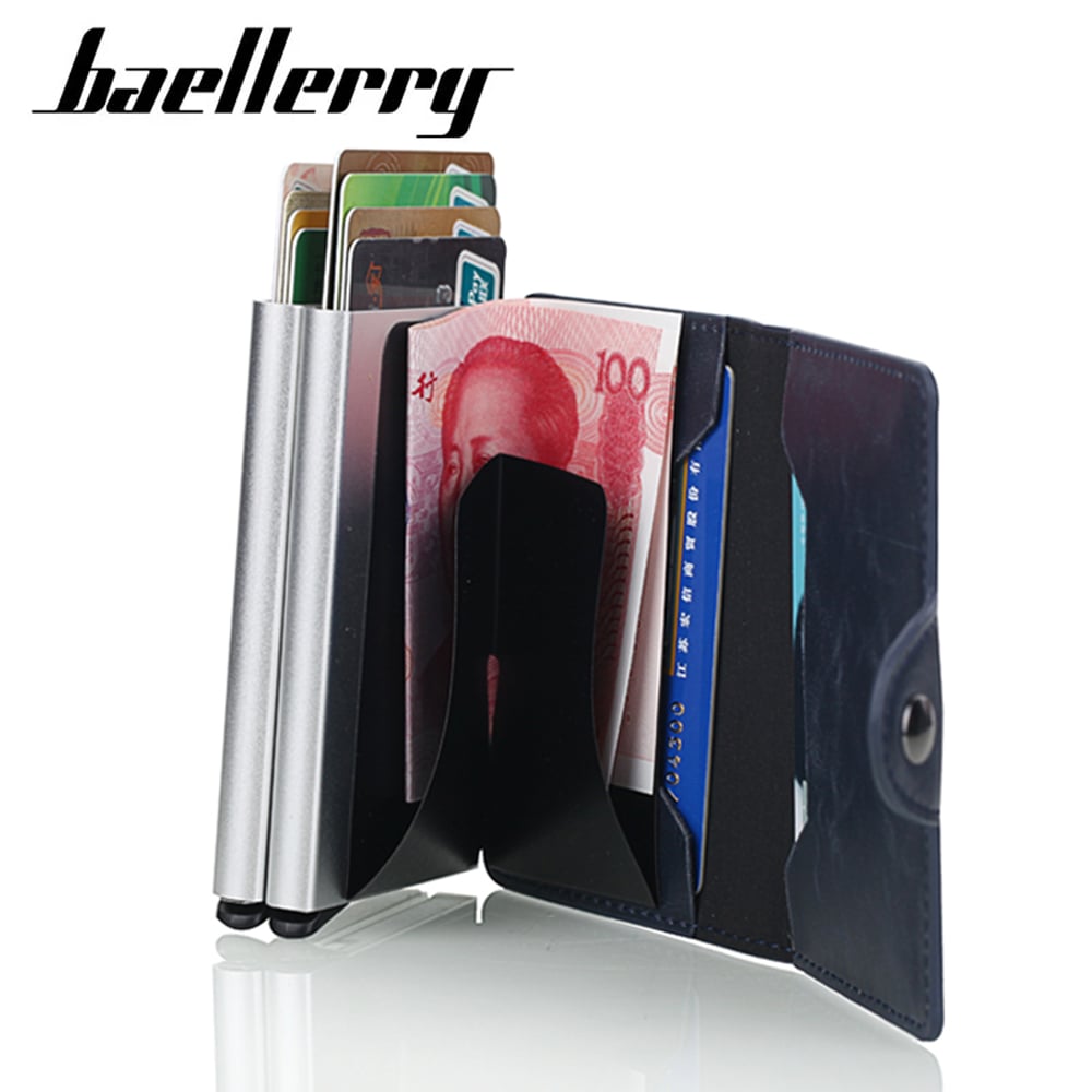 BILLETERA TARJETERO HOMBRE SISTEMA ANTIMAGNÉTICO CUERO PU PROTECCIÓN RFID 9121 - 3