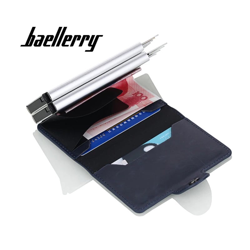 BILLETERA TARJETERO HOMBRE SISTEMA ANTIMAGNÉTICO CUERO PU PROTECCIÓN RFID 9121 - 4