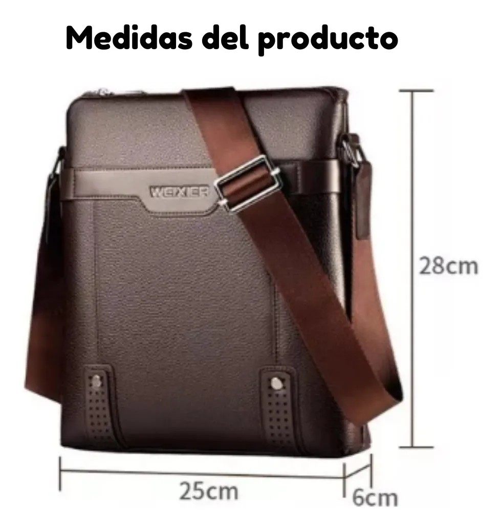 BANDOLERA HOMBRE CUERO PU IMPERMEABLE MORRAL WEIXIER - 3