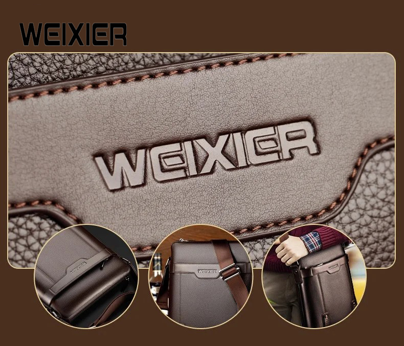 BANDOLERA HOMBRE CUERO PU IMPERMEABLE MORRAL WEIXIER - 5
