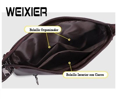 BANDOLERA HOMBRE CUERO PU IMPERMEABLE MORRAL WEIXIER - 7