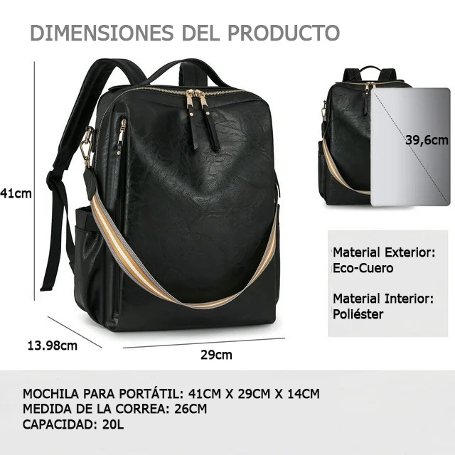 MOCHILA BOLSO GRANDE DE CUERO PU PARA MUJER GRIS - 4