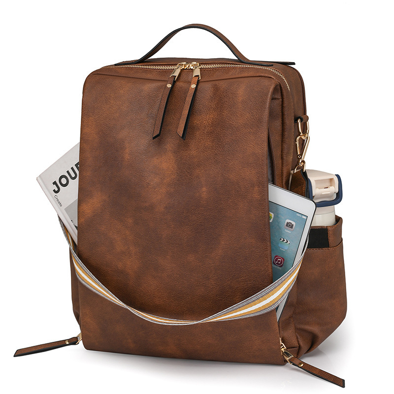 MOCHILA BOLSO GRANDE DE CUERO PU PARA MUJER GRIS - 9