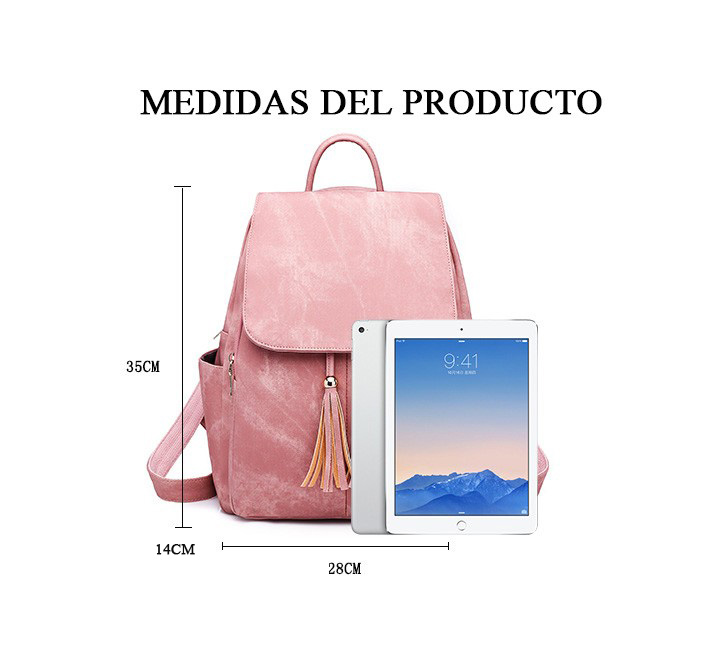 MOCHILA CARTERA DE HOMBRO DE CUERO PU PARA MUJER - 5