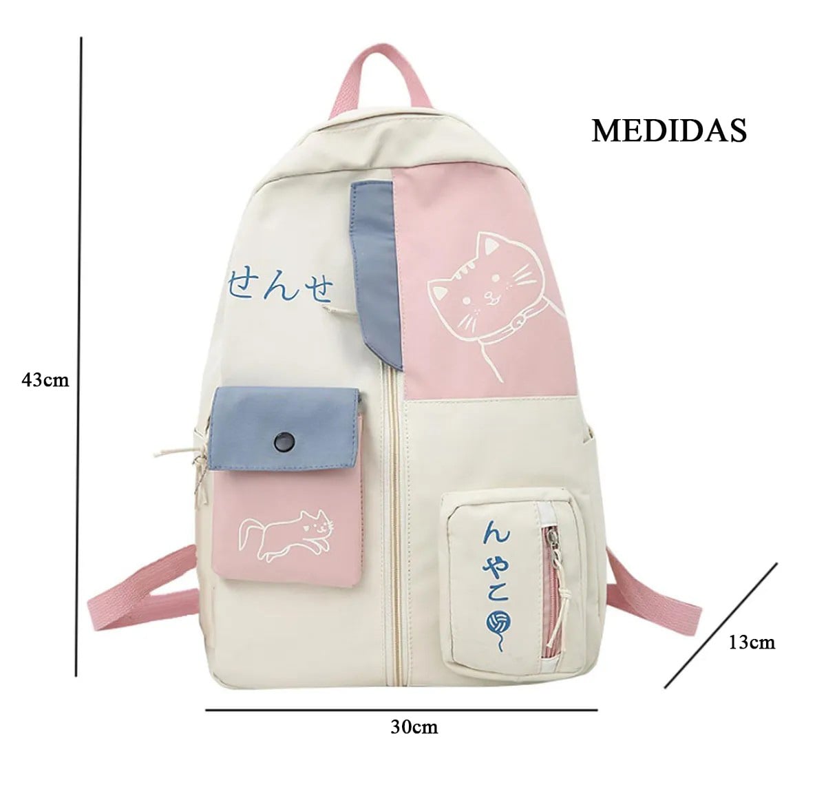 MOCHILA PORTA LAPTOP ESTILO GATITO MODA JUVENIL PARA MUJER KAWAII - 4