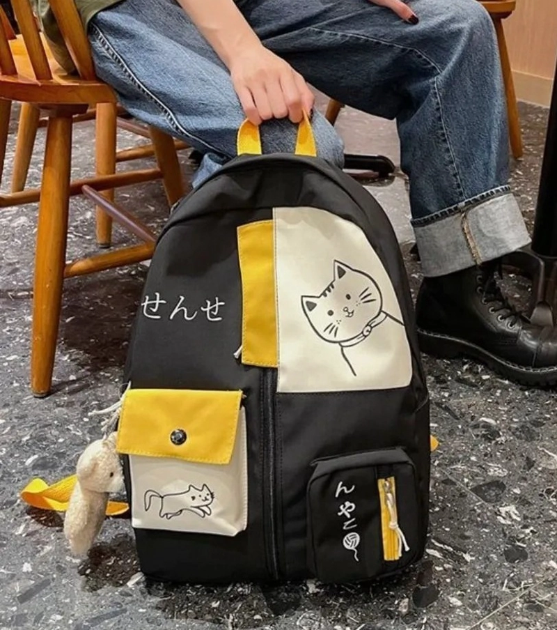 MOCHILA PORTA LAPTOP ESTILO GATITO MODA JUVENIL PARA MUJER KAWAII - 4