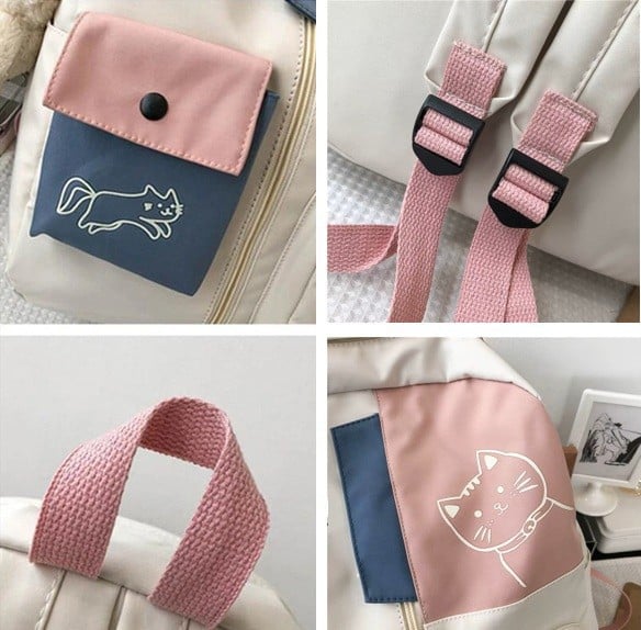 MOCHILA PORTA LAPTOP ESTILO GATITO MODA JUVENIL PARA MUJER KAWAII - 5