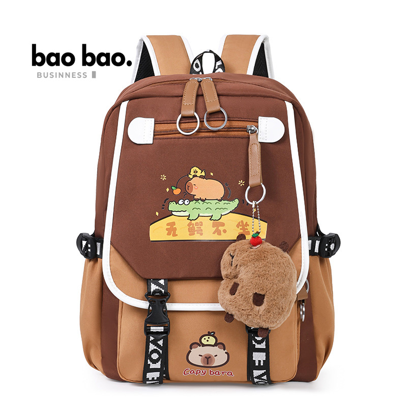 MOCHILA ESCOLAR CAPIBARA KAWAII MODA JUVENIL UNISEX GRAN CAPACIDAD-MODELO2 - 2