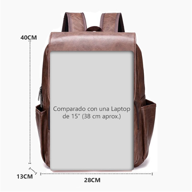 MOCHILA DE CUERO PU PARA HOMBRE NEGRA MARRON OSCURO MODA ELEGANTE CASUAL - 6