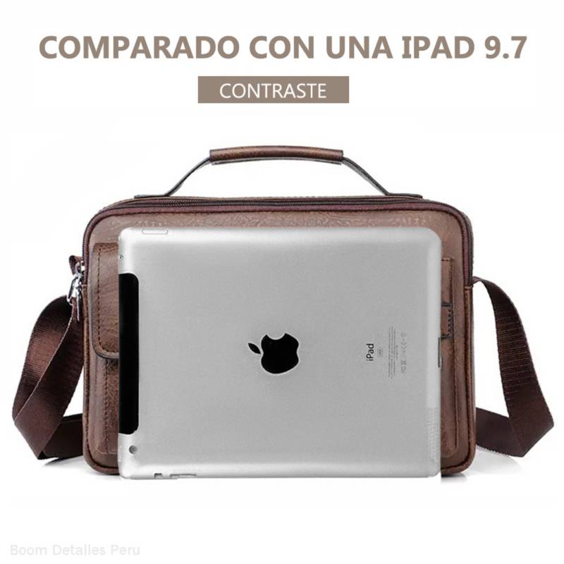 BANDOLERA HOMBRE DE CUERO PU IMPERMEABLE MORRAL WEIXIER PORTA TABLET - 4
